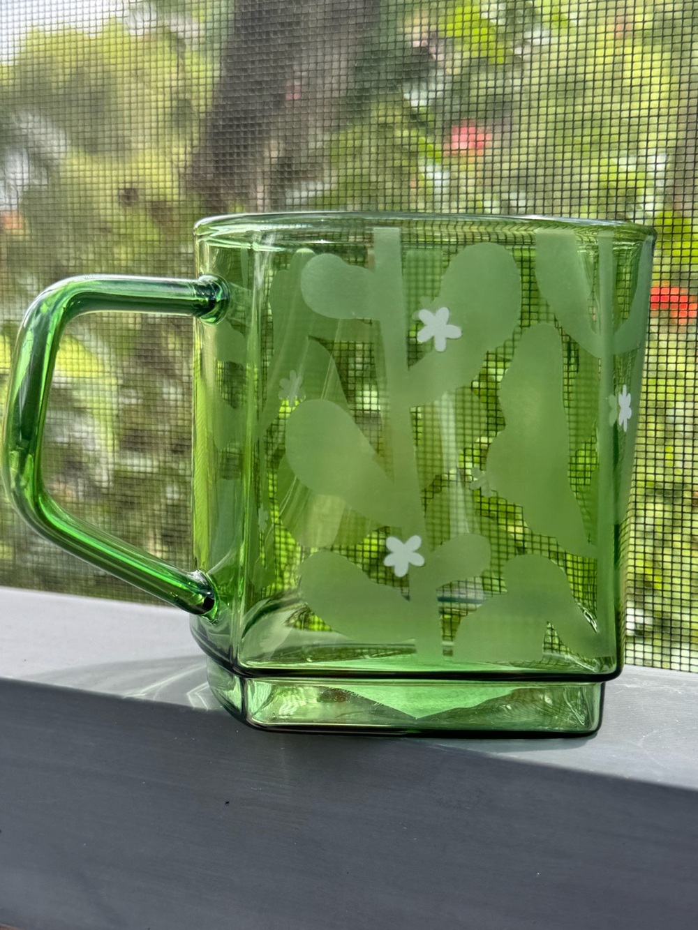 Starbucks 2026 Spring Green Glass Botanical Matcha Tea Cup Mug - Picture 2 of 2